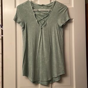 American Eagle Soft & Sexy Mint Acid Wash Top